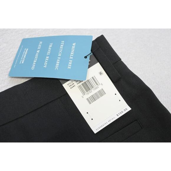 Haggar Dress Pants Tailored Fit Flat Black Performance Mens 42 x 30 NWT - Picture 1 of 8